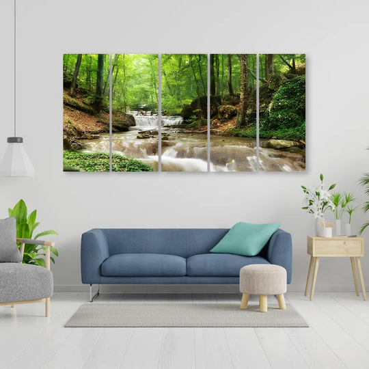 Canvas Print Waterfall Forest Stream Nature