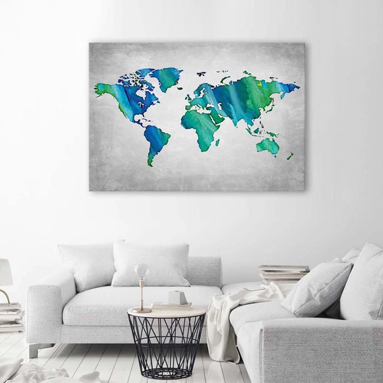 Canvas Print World Map Grey