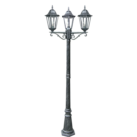 Black/Silver 1-Light 218Cm H Hardwired Lamp Post