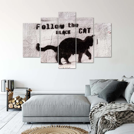 Canvas Print Black Cat Texture Concrete