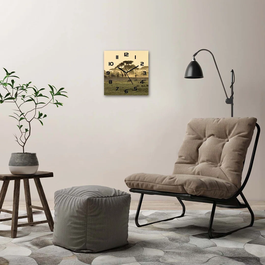 Giraffes in the Savannah Silent Wall Clock