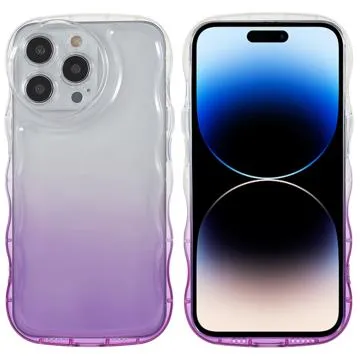 Wavy Edge Gradient iPhone 14 Pro TPU Case - Purple