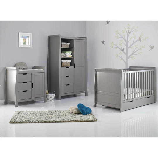 Obaby Stamford Classic Sleigh 3 Piece Room Set - Taupe Grey