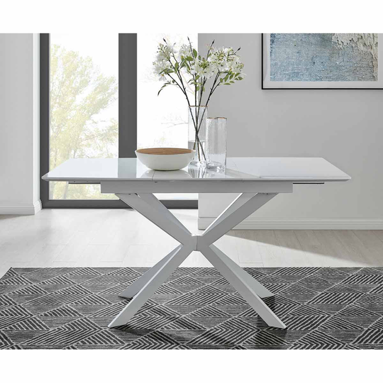 Furniture Box Lira 100Cm Rectangular Extending White High Gloss 4 To 6 Seater Dining Table