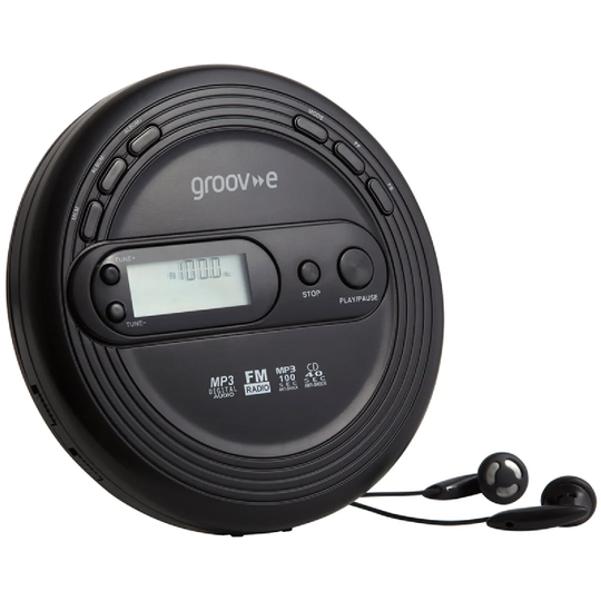 Groov-e Retro Series Personal CD Player with FM Radio - Black