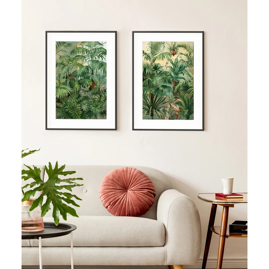 Vintage Jungle Diptych - 2 Piece Picture Frame Graphic Art Print Set on Paper