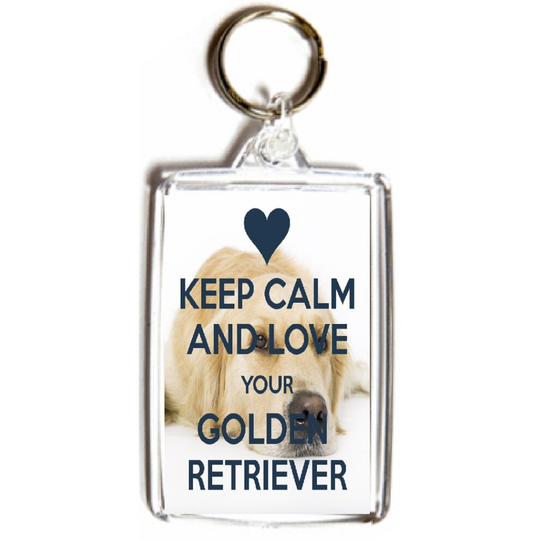 Keep Calm and Love Your Golden Retriever - Double Sided Medium Keyring