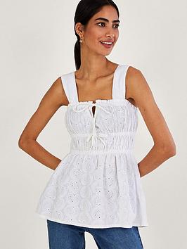 Monsoon Broderie Wide Strap Trim Detail Cami
