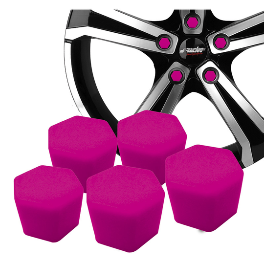 Simoni Racing Wheel Nut Caps Soft Sil - 19mm - Pink - Set of 20 pieces SR CBP19