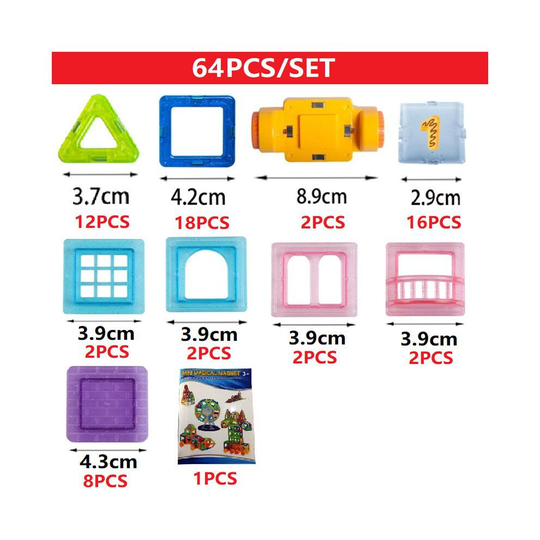 (64pcs) 110pcs Magnetic Building Blocks Educational Toys