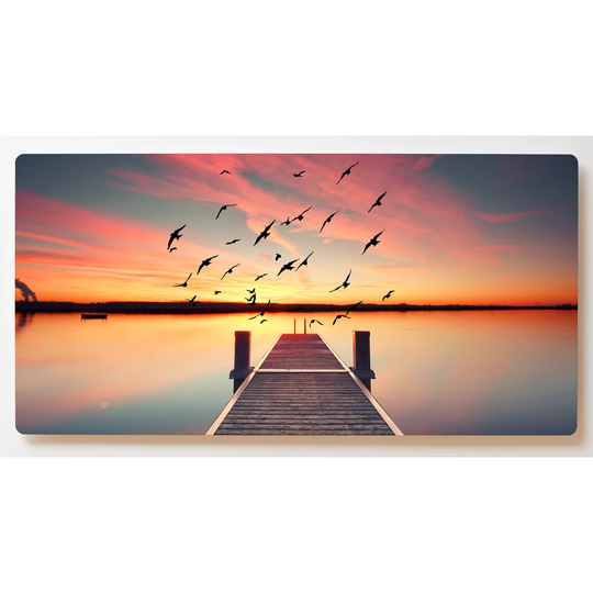 Backlight Motive Wall Picture Jetty Lake Sunset Magnetic Cork Board