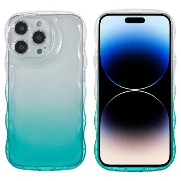 Wavy Edge Gradient iPhone 14 Pro TPU Case - Green