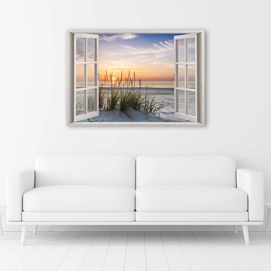 Canvas Print Window View Of The Beach