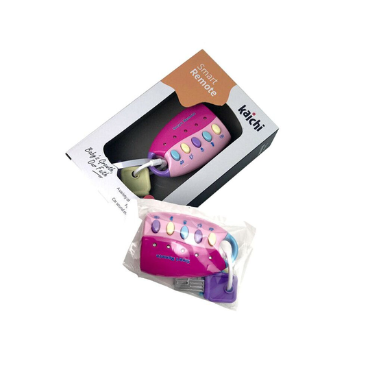 (Pink(Box package)) Baby Car Key kids Musical Keys Toy Baby's Sound and Light Pretend Keychain Toys