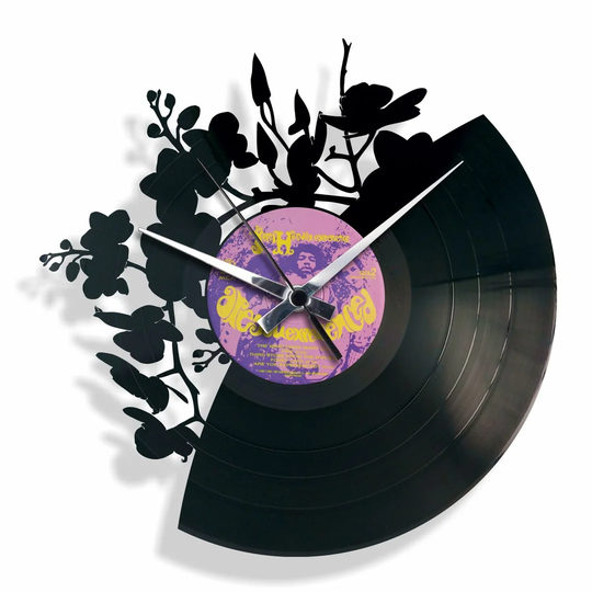 Vinyl with Orchid Flowers 30cm Silent Wall Clock