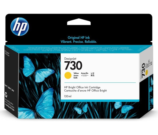 HP 730 Yellow Original Designjet Ink Cartridge - Standard Yield 130ml - P2V64A
