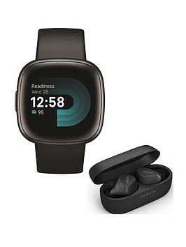 Fitbit Versa 4, Black/Graphite Fitness Smartwatch With Built-In Gps And Up To 6 Days Battery Life Elite 4 Active Bluetooth Active Noise Cancelling Earbuds