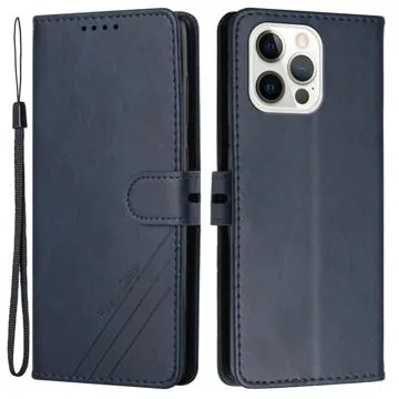 Business Style iPhone 14 Pro Wallet Case - Blue