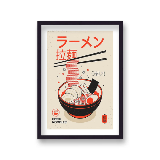 Funky Ramen Noodle Advertising Print With Border
