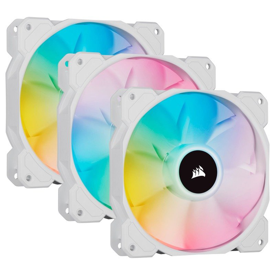 CORSAIR iCUE SP120 RGB ELITE Performance 120mm White PWM Triple Fan Kit with iCUE Lighting Node