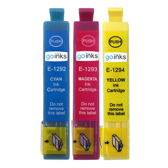 Compatible 1 Go Inks Set of 3 Ink Cartridges to replace Epson T1295 C/M/Y / non-OEM for Epson Stylus Office Printers (3 Inks)