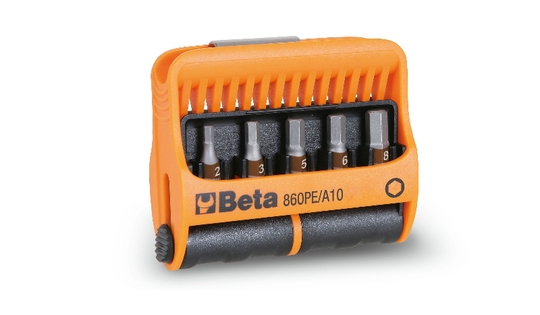 Beta Tools 860 PE/A10 10pc Hexagon Bit Set (2-6mm) with Magnetic Holder in Case