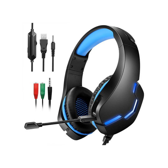 7 Color LED Professional Gaming Headphone Black Blue