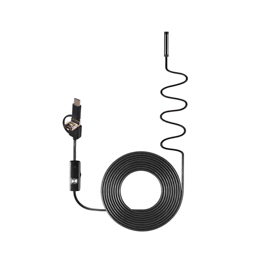 3-in-1 7mm 6LED Rigid Waterproof Endoscope USB Type C Borescope Inspection Camera 5M