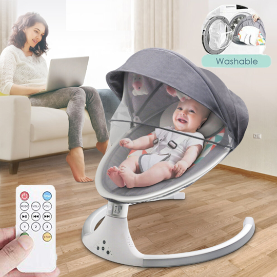 Bluetooth Electric Baby Rocker Swing Infant Bouncer Chair Music Gray
