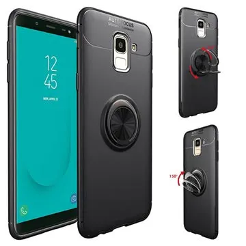 Samsung Galaxy J6 Magnet Ring Grip / Kickstand Case - Black