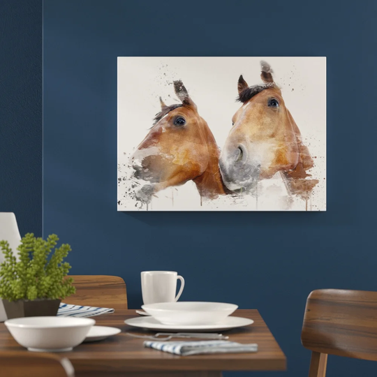 '2 Horses' Graphic Art Print Poster