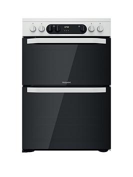 Hotpoint Hdm67V9Cmw 60Cm Wide Double Oven Cooker With Ceramic Hob - White