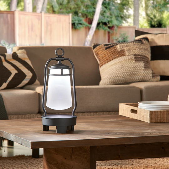 Jaylynn Portable Black Battery Powered Bluetooth LED Outdoor Lantern