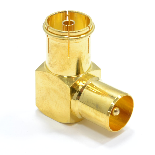 kenable RF Right Angle Adapter Plug to Socket For TV Coax Aerial Cables GOLD