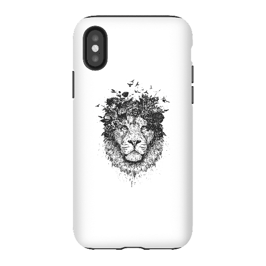 Balazs Solti Lion And Flowers Phone Case for iPhone and Android - iPhone X - Tough Case - Matte