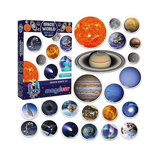 Magdum Space Photo Solar System Learning Magnets for Kids- Planet Astronomy Universe Galaxy Magnets for Fridge- Magnetic Educational Toys Toddlers Bab