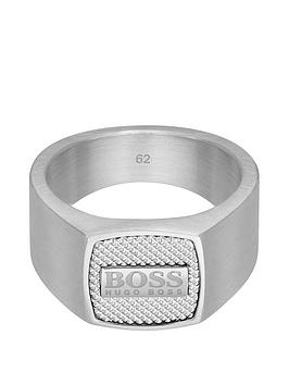 BOSS Logo Ring - Small, Silver, Men