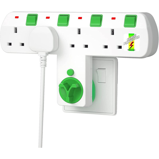 Plug Extension, Multi Plug extension sockets plug, Wall plug adapter, UK Plug Switched Socket 4 Way,Turn 1 into 4, Cable Free...