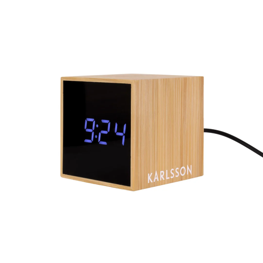 Bohemian Digital Bamboo Solid Wood Mechanical Alarm Tabletop Clock in Brown