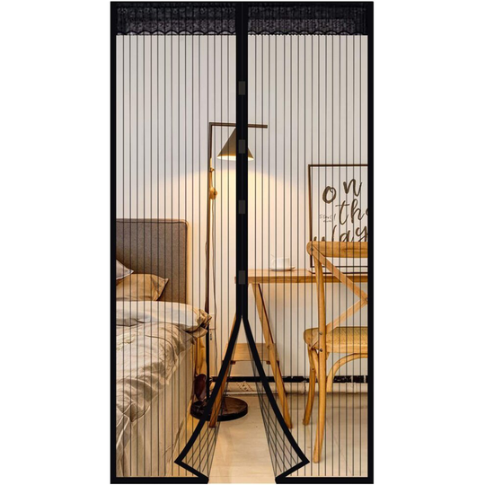 EXTSUD Magnetic Screen Door, Polyester Magnetic Door Fly Screen Curtain Magic Paste Curtains Super Quiet Stripes Encryption for Anti Mosquit