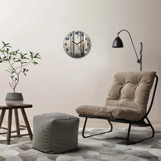 Glass Wall Clock 30Cm Round Decoration Picture Wall Art Modern Decoration Kitchen Living Room Silent - Fog In The Forest,98968412