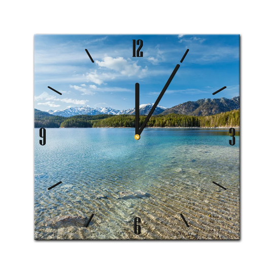 Glass Clock - Eibsee And Zugspitze In Bavaria