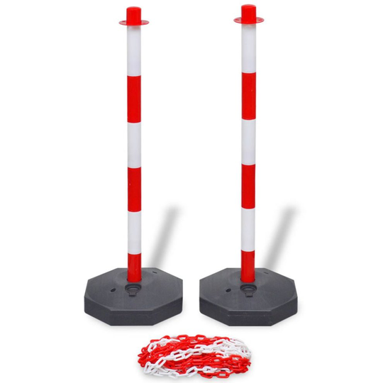 vidaXL Chain Post Set 10m Plastic Traffic Guard Safety Warning Sign Barrier