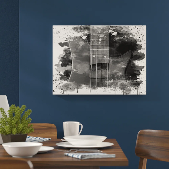 'Black Bass Guitar' Graphic Art Print Poster