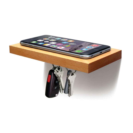 IloveHandles Plank Plus Wooden Floating Shelf With A Magnetic Underside For Mobile & Keys Storage - Natural