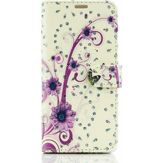 (PURPLE FLOWER) For Samsung Galaxy A12 Phone Case, Cover, Flip Wallet, Folio, Leather /Gel