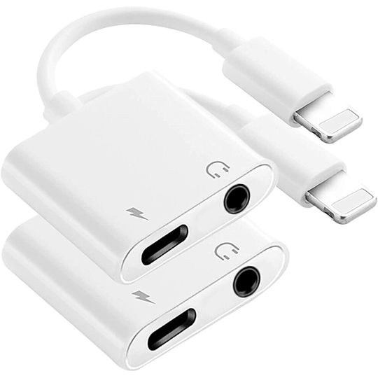 (Apple MFi Certified) 2 Pack for iPhone Headphone Adapter Dongle Charger,2 in 1 Lightning to 3.5mm Jack Charger + Aux Au