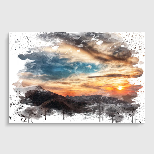 'Landscape Utah Mountain Sunset USA' Graphic Art Print Poster