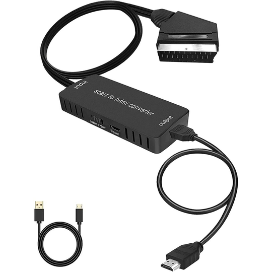 SCART to HDMI Converter HD 1080P Switch Video Audio Adapter USB Cable