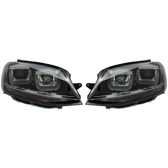 Rhd For VW Golf Vii Mk7 2012-17 Black U DRL LED Projector Headlights R-LINE